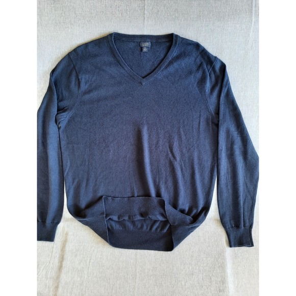 J. Crew Other - J. Crew Men's Medium V-Neck Stretch Sweater Long Sleeve Navy Blue Cashmere Blend